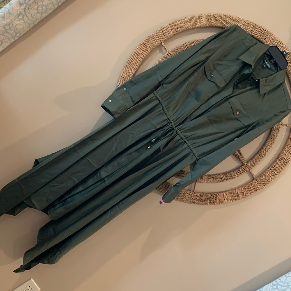 Lauren Ralph Lauren Green Shirt Dress Women Size 8 NWOT